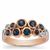 Australian Blue Sapphire Bubble Ring with White Zircon in 9K Rose Gold 1cts