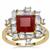 Malagasy Ruby Ring with White Zircon in 9K Gold 6cts (F)