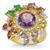 Moroccan Amethyst Ring with Multi Gemstone in Gold Plated Sterling Silver 4.75cts