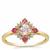 Minas Gerais Kunzite, Pink Sapphire & White Zircon Ring in 9K Gold 1ct