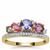 Tanzanite, Santa Maria Aquamarine, Pink Sapphire Ring with White Zircon in 9K Gold 1.45cts