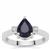 Blue Sapphire Ring with White Zircon in Sterling Silver 1.90cts