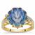 Lehrer Nine Pointed Star Exotic Mist Topaz Ring with White Zircon in 9K Gold 8.60cts