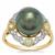 Tahitian Cultured Pearl, Aquaiba™ Beryl Ring with White Zircon in 9K Gold (11mm)