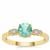 Green Apatite Ring with White Zircon in 9K Gold 0.85cts