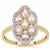 Imperial Pink Topaz Ring with White Zircon in 9K Gold 2cts