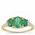 Zambian Emerald Ring with White Zircon in 9K Gold 1.25cts