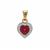 Malagasy Ruby Pendant With White Zircon in 9K Gold 1.40cts (F)