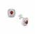 Songea Red Sapphire Earrings with White Zircon in Sterling Silver 0.75cts