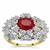 Burmese Ruby Ring with White Zircon in 9K Gold 3.20cts