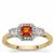 Asscher Cut Songea Red Sapphire Ring with White Zircon in 9K Gold 0.70ct