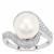 South Sea Cultured Pearl Ring with White Zircon in Sterling Silver  (10mm)