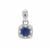 Burmese Blue Sapphire Pendant with White Zircon in Sterling Silver 0.95ct