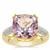 Rose De France Amethyst Ring with White Zircon in Gold Plated Sterling Silver 7cts