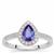 AAA Tanzanite Ring with White Zircon in 9K White Gold 1ct