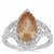 Imperial Mongolian Andesine Ring with White Zircon in Sterling Silver 3.60cts