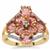 Lotus Tourmaline Ring with White Zircon in 9K Gold 3.80cts