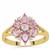 Rose Cut Pink, Purple Sapphire Ring with White Zircon in 9K Gold 1.40cts