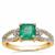 Zambian Emerald Ring with Diamond in 18K Gold 1.42cts