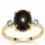 Black Star Sapphire Ring with White Zircon in 9K Gold 3.85cts