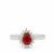 Tanzanian Ruby Ring with White Zircon in Sterling Silver 0.90cts