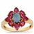 Crystal Opal on Ironstone Ring with Pink Sapphire in 9K Gold