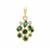 Blue Green Tourmaline Pendant with White Zircon in 9K Gold 1ct