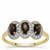Black Star Sapphire Ring with White Zircon in 9K Gold 1.20cts