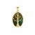 Malachite Tree of Life Pendant in Gold Tone Sterling Silver 7cts 
