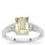 Minas Novas Hiddenite Ring with White Zircon in Sterling Silver 2cts
