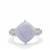 Blue Lace Agate Ring with White Zircon Sterling Silver 10.24cts