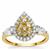 Yellow Diamonds Ring with White Diamonds in 9K Gold 1.10cts