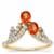Ceylon Padparadscha Sapphire Ring with White Zircon in 9K Gold 1.20cts