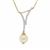 Golden South Sea Cultured Pearl Pendant Necklace with White Zircon in Gold Plated Sterling Silver (8mm)