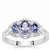 Tanzanite Ring with White Zircon in Sterling Silver 1cts