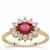 Bemainty Ruby Ring with White Zircon in 9K Gold 1.90cts