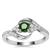 Chrome Diopside Ring with White Zircon in Sterling Silver 0.60ct