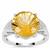 Honeycomb Cut Diamantina Citrine Ring with White Zircon in Sterling Silver 5.80cts