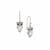White Topaz Owl Earrings with Black Spinel in Sterling Silver 1.65cts