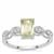 Minas Novas Hiddenite Ring with White Zircon in Sterling Silver 1.60cts