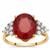 Bemainty Ruby Ring with White Zircon in 9K Gold 7.30cts