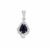 Madagascan Blue Sapphire Pendant with White Zircon in Sterling Silver 3.05cts