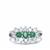 Ethiopian Emerald Ring with White Zircon in Sterling Silver 1.58cts