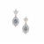 Ceylon Blue Sapphire Earrings with White Zircon in 9K Gold 4.90cts