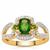 Chrome Diopside Ring with White Zircon in Gold Plated Sterling Silver 1.25cts