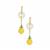 Amber, Mutton Fat Jade, Green Agate Earrings with White Topaz in Gold Tone Sterling Silver 14.50cts