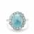 Larimar Ring with Sky Blue Topaz in Sterling Silver 6.20cts