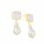 Blue Lace Agate Earrings with Baroque Freshwater Cultured Pearl in Gold Tone Sterling Silver