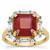 Asscher Cut Malagasy Ruby Ring with White Zircon in 9K Gold 6.75cts (F)
