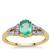 Colombian Emerald Ring with White Zircon in 9K Gold 0.85ct